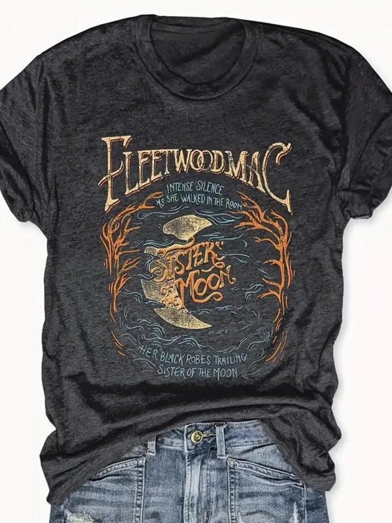 Women's Moon Short Sleeve T-shirt, Vintage Trendy Casual for Daily Wear,Round Neck Tee, Ladies Summer Outfit